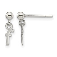 Sterling Silver Polished F Dangle Post Earrings view 1