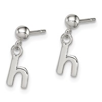 Sterling Silver Polished H Dangle Post Earrings view 2