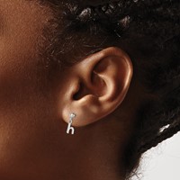 Sterling Silver Polished H Dangle Post Earrings view 3