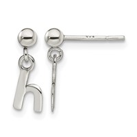 Sterling Silver Polished H Dangle Post Earrings view 1