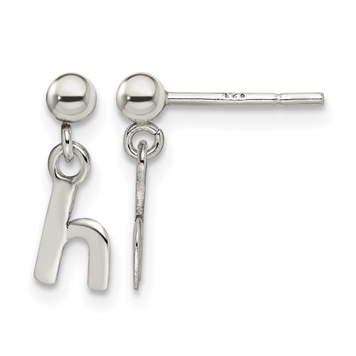 Sterling Silver Polished H Dangle Post Earrings
