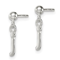 Sterling Silver Polished J Dangle Post Earrings view 2