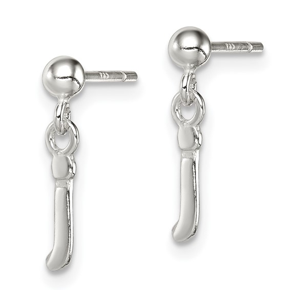 Sterling Silver Polished J Dangle Post Earrings
