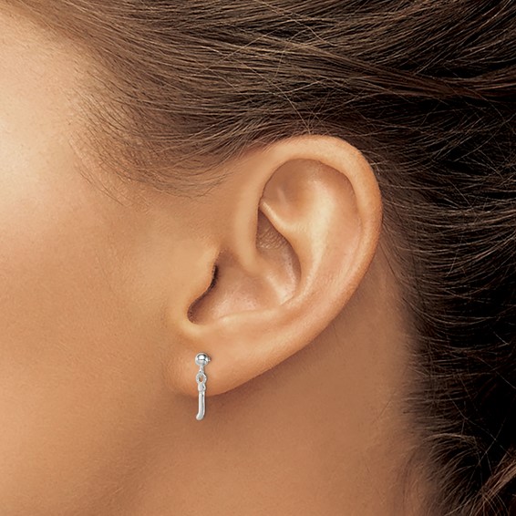 Sterling Silver Polished J Dangle Post Earrings