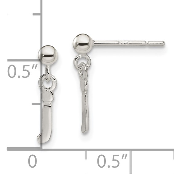 Sterling Silver Polished J Dangle Post Earrings