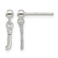 Sterling Silver Polished J Dangle Post Earrings view 1