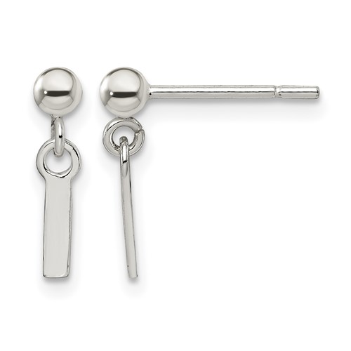 Sterling Silver Polished L Dangle Post Earrings