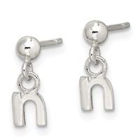 Sterling Silver Polished N Dangle Post Earrings view 2