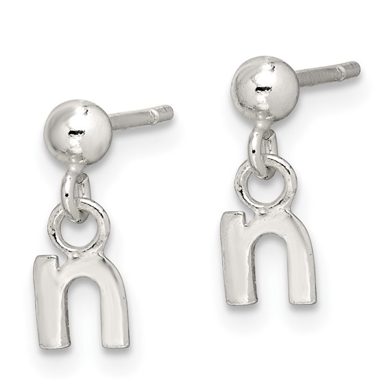 Sterling Silver Polished N Dangle Post Earrings