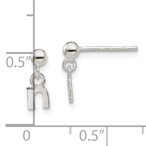 Sterling Silver Polished N Dangle Post Earrings