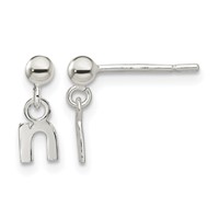 Sterling Silver Polished N Dangle Post Earrings view 1