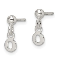 Sterling Silver Polished O Dangle Post Earrings view 2