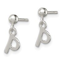 Sterling Silver Polished P Dangle Post Earrings view 2