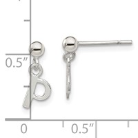Sterling Silver Polished P Dangle Post Earrings view 4