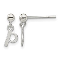 Sterling Silver Polished P Dangle Post Earrings view 1