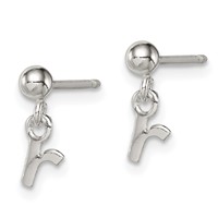 Sterling Silver Polished R Dangle Post Earrings view 2