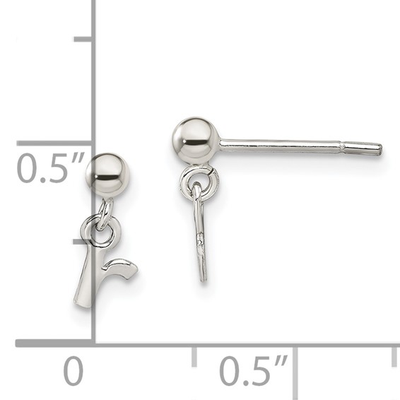 Sterling Silver Polished R Dangle Post Earrings