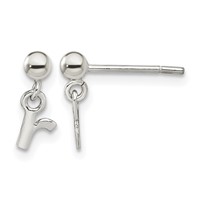 Sterling Silver Polished R Dangle Post Earrings view 1
