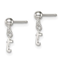 Sterling Silver Polished T Dangle Post Earrings view 2