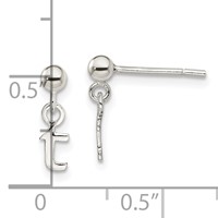 Sterling Silver Polished T Dangle Post Earrings view 4