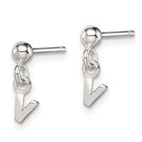 Sterling Silver Polished V Dangle Post Earrings view 2