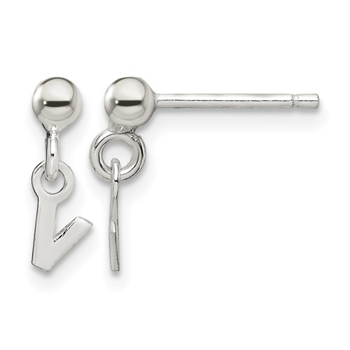Sterling Silver Polished V Dangle Post Earrings