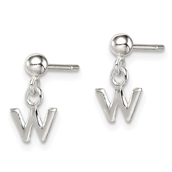 Sterling Silver Polished W Dangle Post Earrings