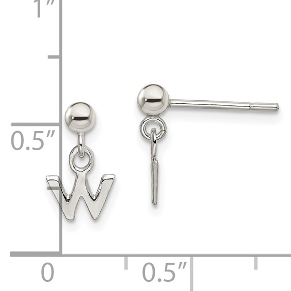 Sterling Silver Polished W Dangle Post Earrings