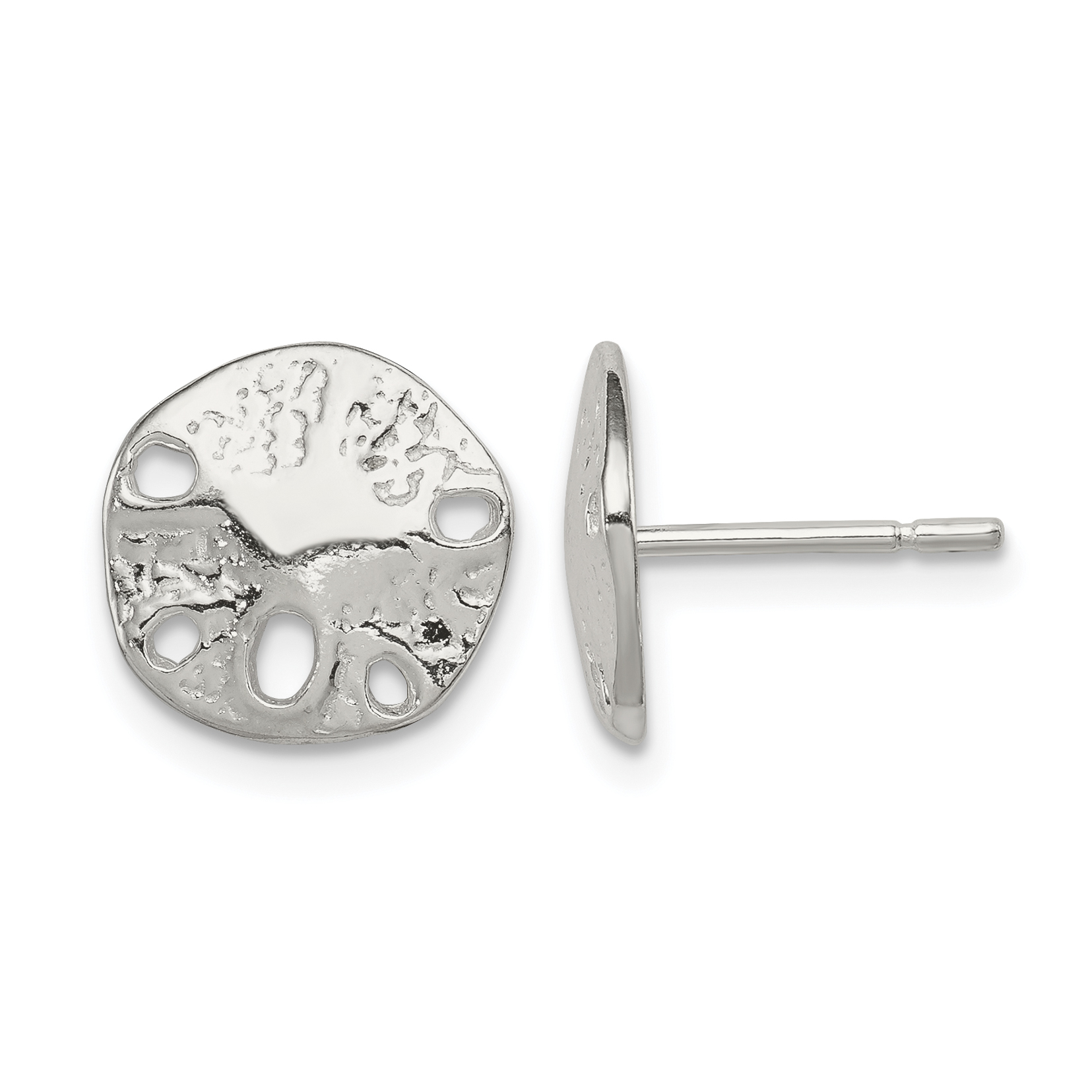 Sterling Silver Sand Dollar Mini Earrings (QE689)