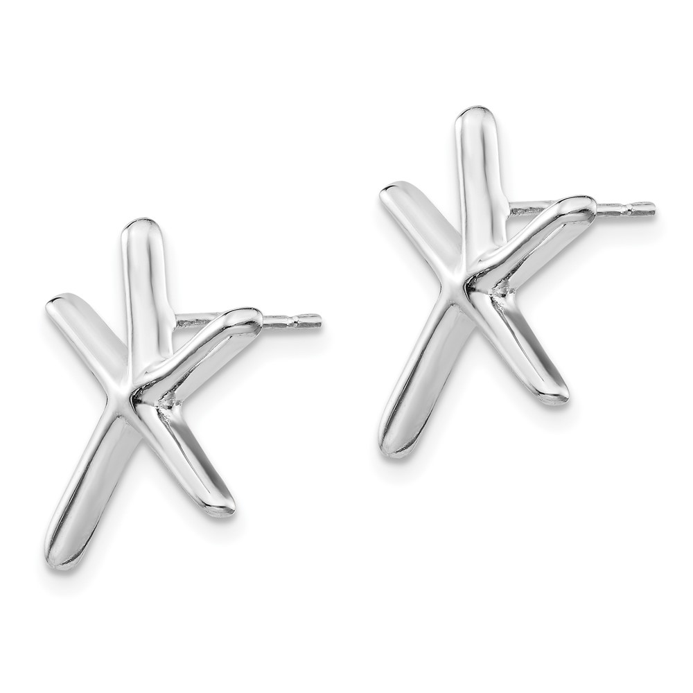 Sterling Silver Rhodium-plated Starfish Post Earrings (QE6894)