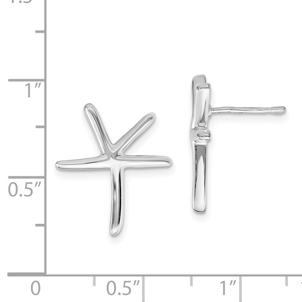 Sterling Silver Rhodium-plated Starfish Post Earrings (QE6894)
