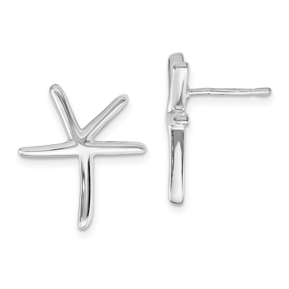 Sterling Silver Rhodium-plated Starfish Post Earrings (QE6894)