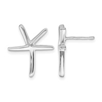 Sterling Silver Rhodium-plated Starfish Post Earrings view 1