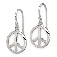 Sterling Silver Polished Peace Dangle Earrings view 2