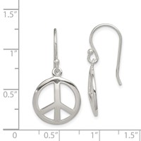 Sterling Silver Polished Peace Dangle Earrings view 4