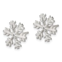 Sterling Silver CZ Polished Snowflake Post Earrings view 2