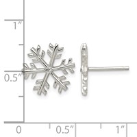 Sterling Silver CZ Polished Snowflake Post Earrings view 4