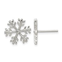 Sterling Silver CZ Polished Snowflake Post Earrings view 1