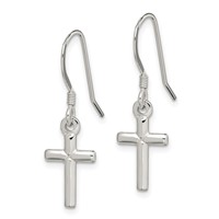 Sterling Silver Polished Latin Cross Dangle Earrings view 2