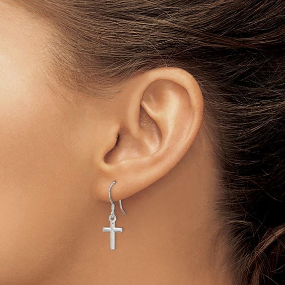 Sterling Silver Cross Dangle Earrings