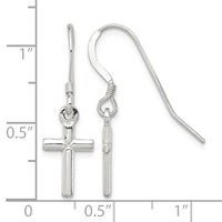Sterling Silver Polished Latin Cross Dangle Earrings view 4
