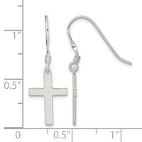 Sterling Silver Rhodium-plated Polished Cross Dangle Earrings view 4