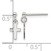 Sterling Silver Polished Latin Cross Post Dangle Earrings view 4
