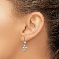 Sterling Silver Polished Fleur De Lis Dangle Earrings view 3