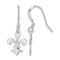 Sterling Silver Polished Fleur De Lis Dangle Earrings view 1