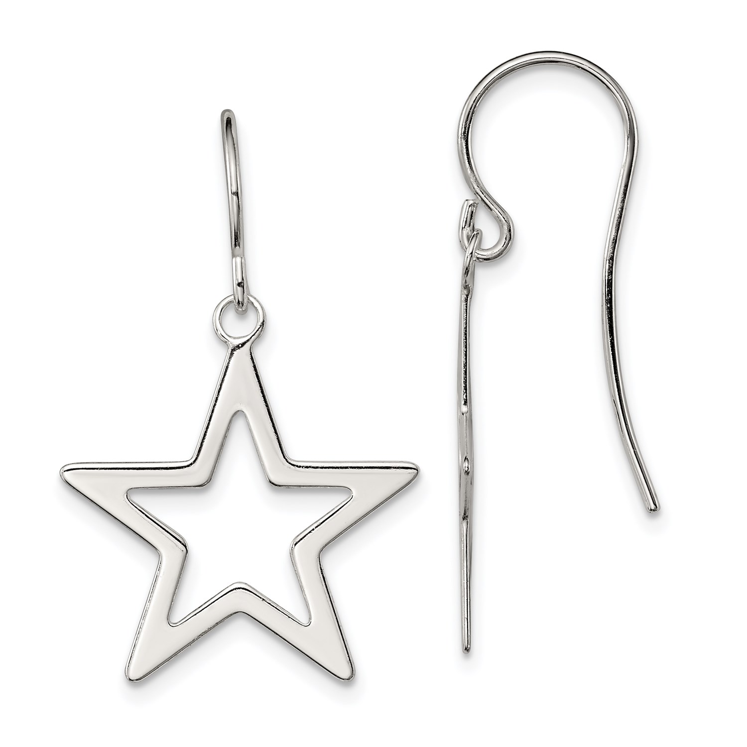 Sterling Silver Polished Star Dangle Earrings 1 2in X 0 8in Ebay Image Is Loading Sterling Silver Polished Star Dangle Earrings 1 2in