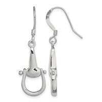 Sterling Silver Polished Stirrup Dangle Earrings view 1