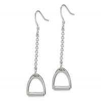 Sterling Silver Polished Horse Stirrup Dangle Earrings view 2
