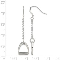 Sterling Silver Polished Horse Stirrup Dangle Earrings view 4
