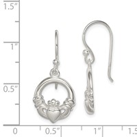 Sterling Silver Polished Claddagh Dangle Earrings view 4